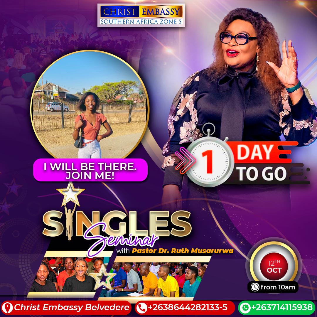 cesazone5's tweet photo. 🚨Singles Seminar with Pastor Dr. Ruth Musarurwa🚨

Only 1 day to go!!!

Register now @ https://t.co/ZzFItcsySn

#singlesseminar #singlesseminarwithpastorruth #singlesseminarwithpastordrruth #singlesseminarwithpastorruthmusarurwa #christembassybelvedere #sazone5 #zimbabwe https://t.co/1wGU9ztqNn