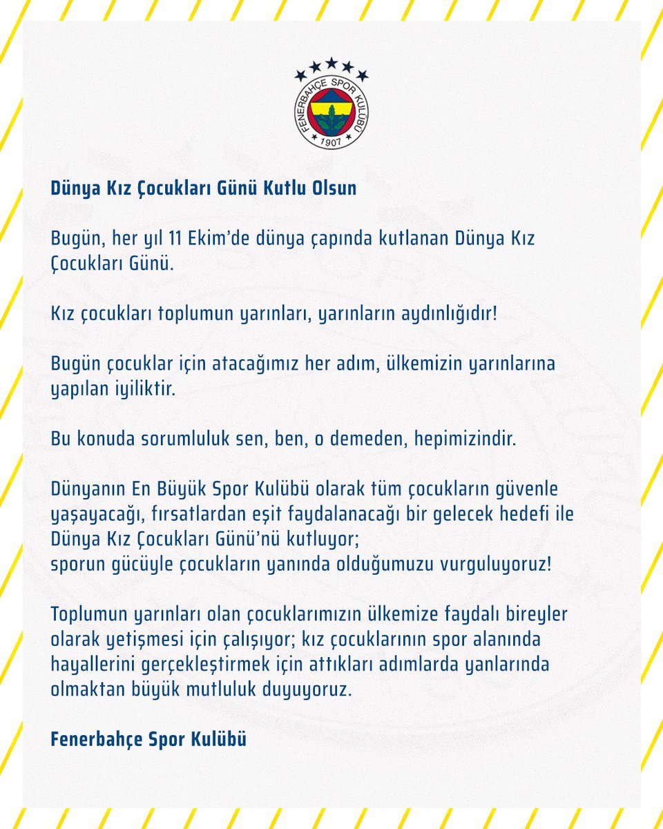 Dünya Kız Çocukları Günü Kutlu Olsun

🔗 fenerbahce.org/haberler/kulup…