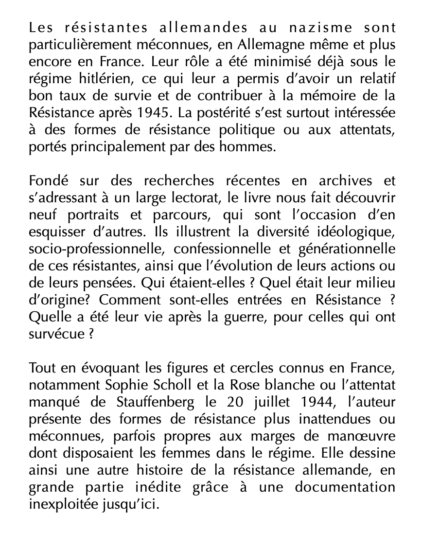 flr_louis's tweet photo. Hélène Camarade - Résistantes allemandes 

Des femmes face à Hitler

À paraître en février chez Nouveau Monde https://t.co/BmAxLZrIMO