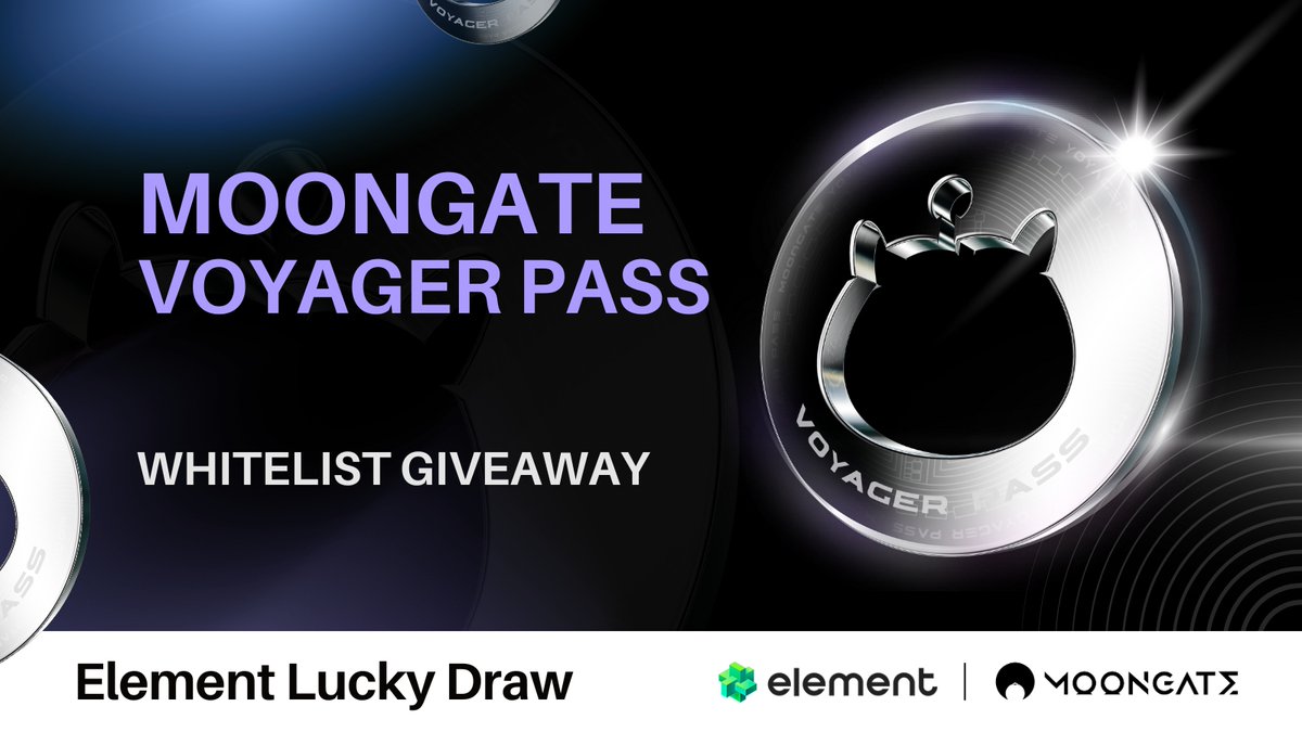 🎉Element Lucky Draw🎉

✨The latest giveaway event is on the way! 🚀 Our friend Moongate <a href="/Moongate/">Moongate</a> is back with their new NFT collection: The Moongate Voyager Pass! 🎟️ 200 Whitelist spots up for grabs! 🔥

🗓️ Time: Oct. 11-13, 3pm HKT
🔗 Join now: element.market/launchpad/even…

Don’t