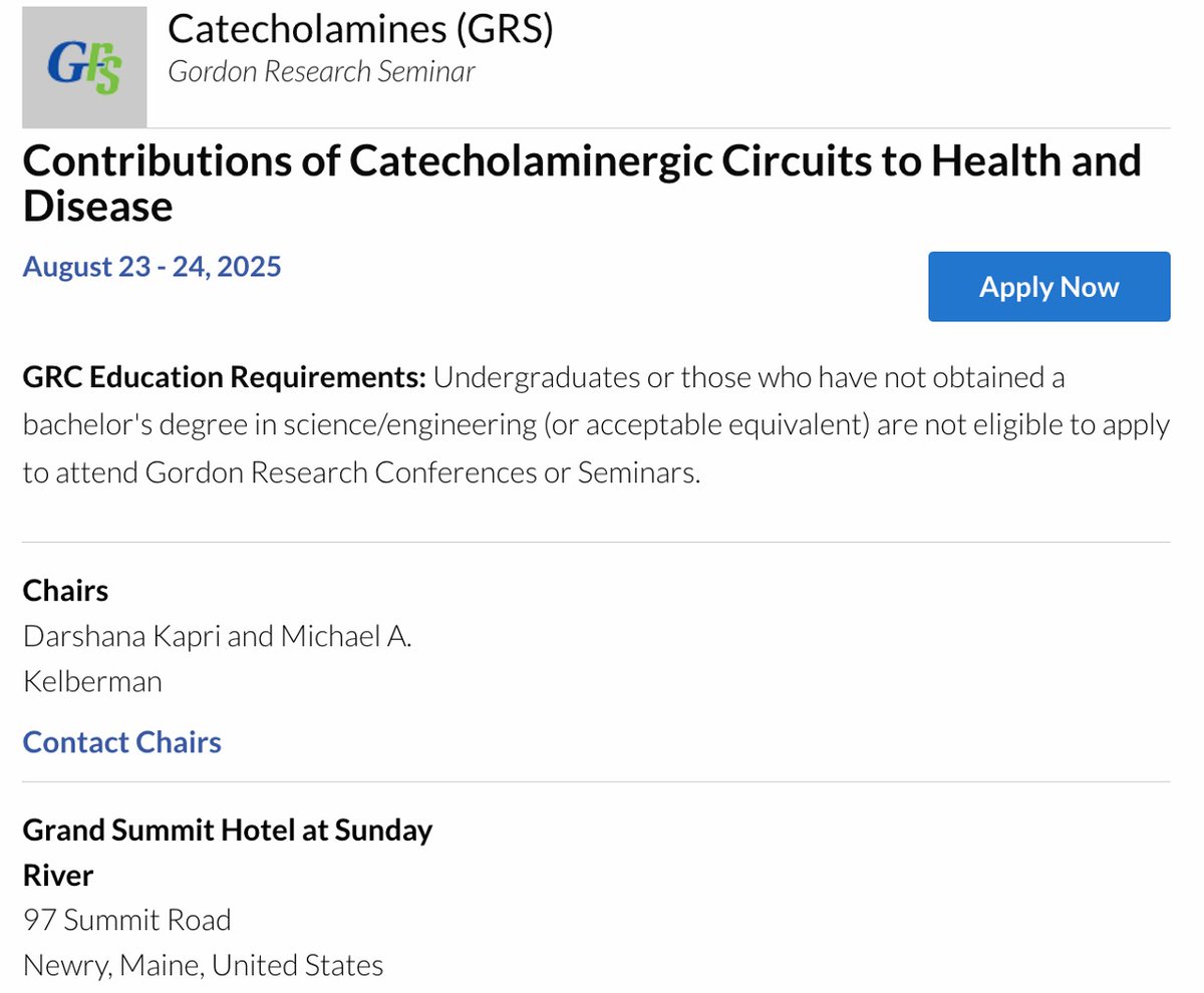 Neuromodulatory Subcortical Systems PIA (@nss_pia) on Twitter photo 📌 Apply Now! 'The Catecholamines Gordon Research Seminar' is now open for #NSSPIA enthusiasts!
grc.org/catecholamines…
Be a speaker! GRS Speaker Abstract Deadline: May 18, 2025
Chair: <a href="/MikeKelberman/">Michael Kelberman</a> & Darshana Kapri 📌 Apply Now! 'The Catecholamines Gordon Research Seminar' is now open for #NSSPIA enthusiasts!
grc.org/catecholamines…
Be a speaker! GRS Speaker Abstract Deadline: May 18, 2025
Chair: <a href="/MikeKelberman/">Michael Kelberman</a> & Darshana Kapri