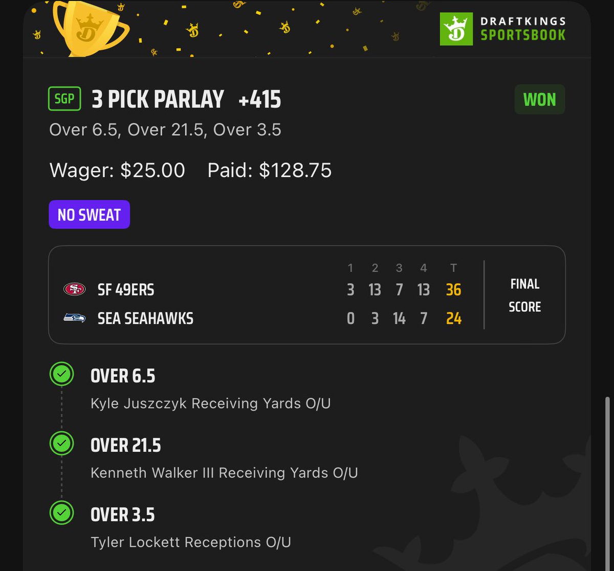 thebilliespot's tweet image. What a #TNF for the gang 🤑

I hate that I’m limited to 4 pictures on each post but it is what it is. My only question is who you know that is this consistent with this shit?
 
God is great, pockets is good🙏🏼
🆓 discord.gg/w6mx6RRX

#NFL #gamblingX #sportsbetting