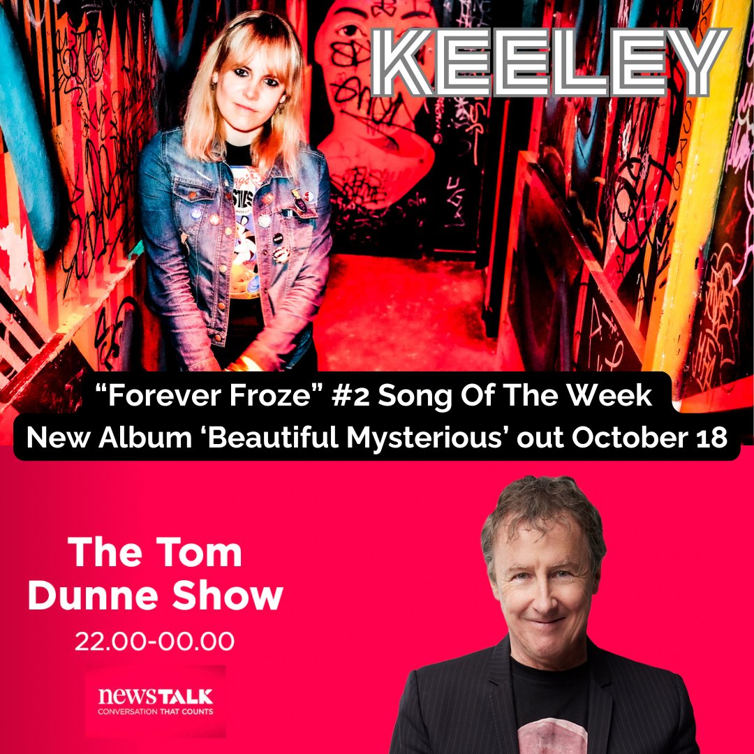Thrilled to learn our single "Forever Froze" is the #2 song on The Tom Dunne Show on <a href="/NewstalkFM/">NewstalkFM</a> in Ireland. Tom is a wonderful cat &amp; legendary radio personality &amp; I'm beyond grateful for his support.
UK/Ireland's shops taking pre-orders at this link: ffm.to/keeleybm 💙