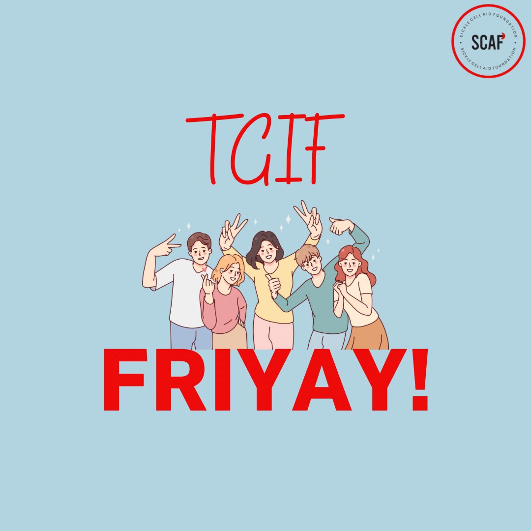 SCAF_Nigeria's tweet photo. Thank God it’s Friyay! 🎉 

Sickle cell warriors, 
It’s the weekend, let down your hair and treat yourself with some well-deserved fun this weekend! 🌟 

However kindly take note to avoid possible crisis trigger like extreme temperature, dehydration, smoking and so on🤗 https://t.co/7V3QQOTH2q