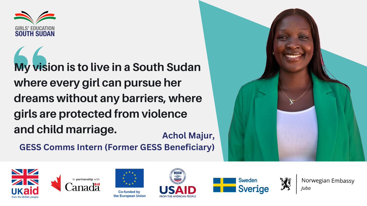 On #InternationalDayoftheGirl, we bring you an inspiring blog from <a href="/ChochoMajur1/">Achol Majur</a>, a former beneficiary of #GESS, now a graduate of Journalism!

Achol's journey is a testament to the power of education and empowerment.

Read the blog here:  bit.ly/4dLmI7X