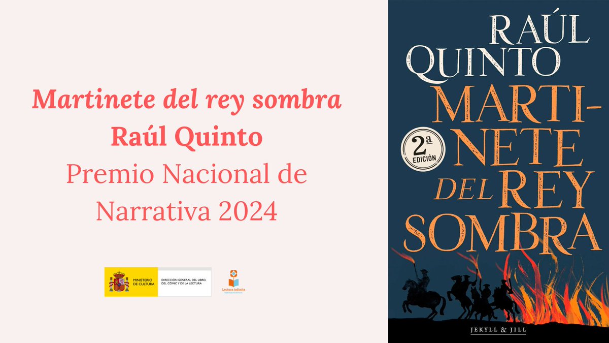Raúl Quinto (<a href="/quinto_raul/">Raúl Quinto</a>), #PremioNacionaldeNarrativa 2024.

El jurado ha elegido su obra ‘Martinete del rey sombra’ por “ser una propuesta brillante que, situándose en la frontera entre géneros, crea un original ensayo novelado de interpretación histórica”

¡Enhorabuena! 👏