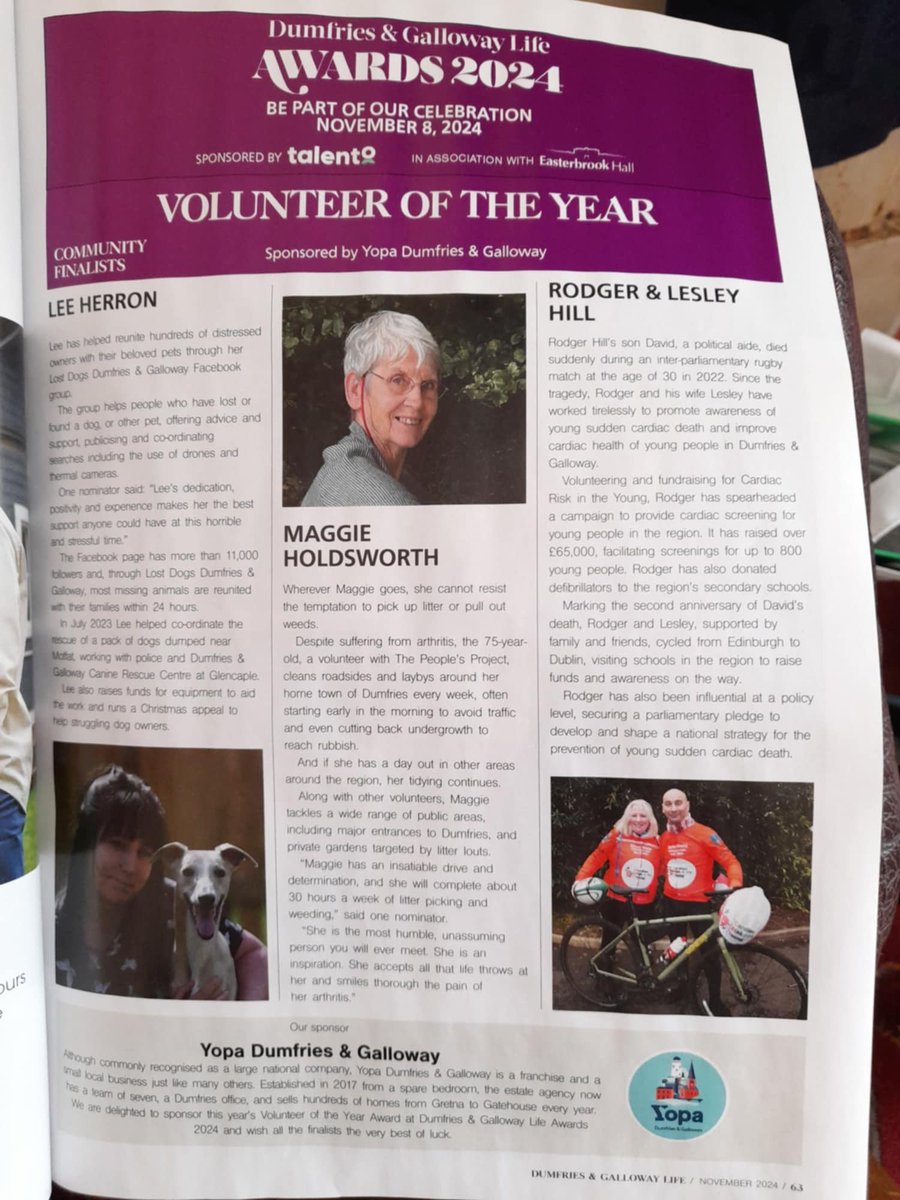 Hill1Lesley's tweet photo. Honoured to have been nominated 
@rodgerphhill @CRY_UK https://t.co/TKmeJmsfKY