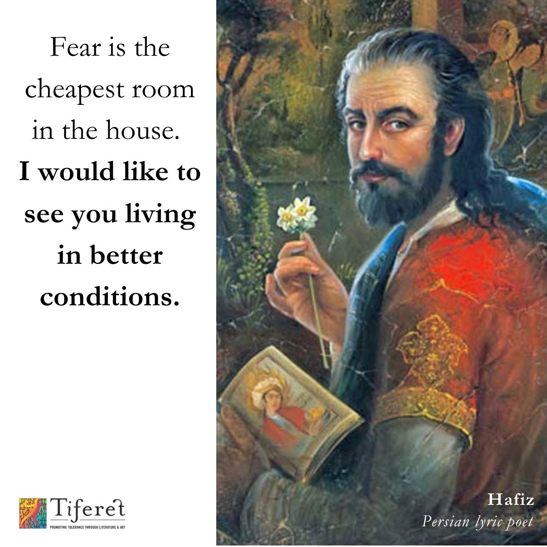 Hafiz/Hafez was a Persian poet from the 14th century. Later lines in this poem are: But I know if you / Pray / Somewhere in this world- / Something good will happen. /
We can all use less fear and more hope and compassion these days. #hafiz #poetrycommunity