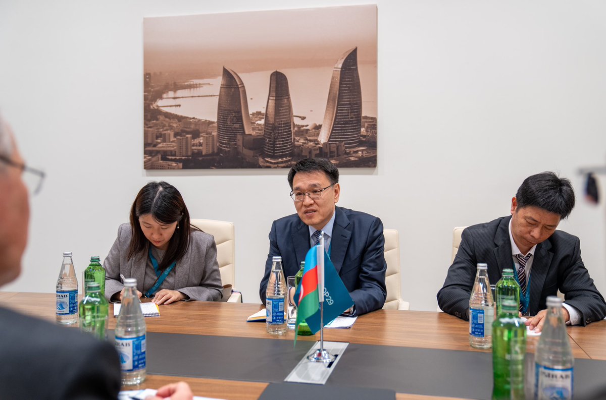 COP29_AZ's tweet image. The COP29 Presidency team met with Zhao Yingmin, Vice Minister of China's Ministry of Ecology and Environment, during Pre-COP today in Baku to discuss the key negotiating priorities for COP29.

#COP29 #COP29Azerbaijan #PreCOP #PreCOP29 #EnhanceAmbition #EnableAction