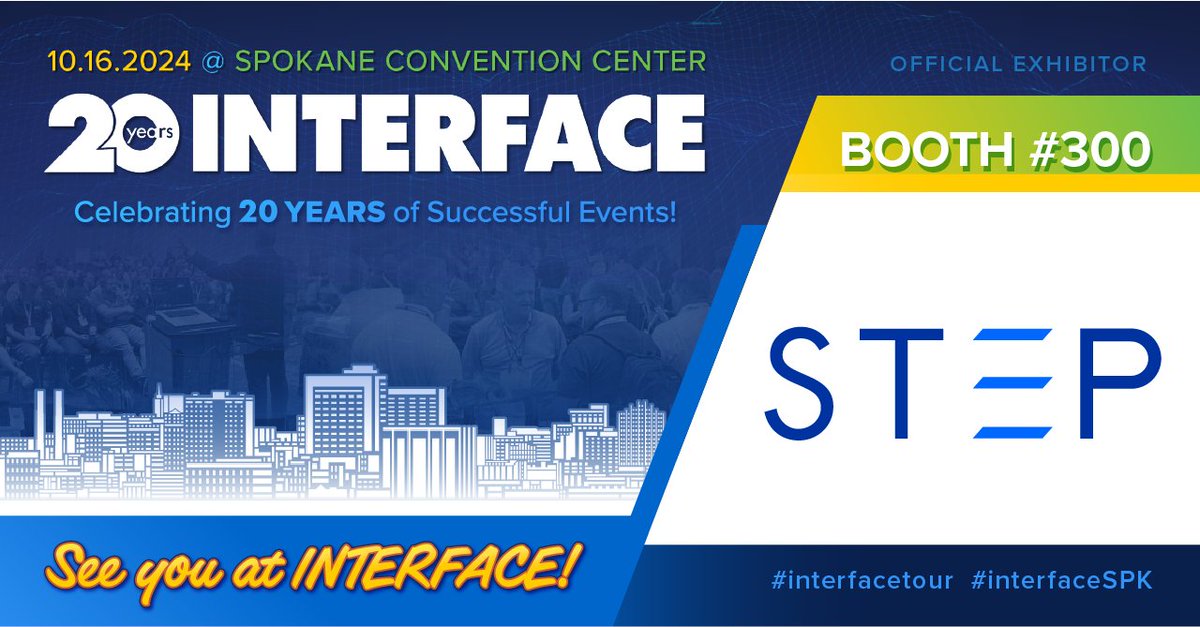 STEP CG is proud to be sponsoring and exhibiting at INTERFACE Spokane on Wednesday, October 16th at the Spokane Convention Center! This is a FREE, CPE-accredited educational conference for IT professionals!

Register to attend here: hubs.ly/Q02SYV6D0