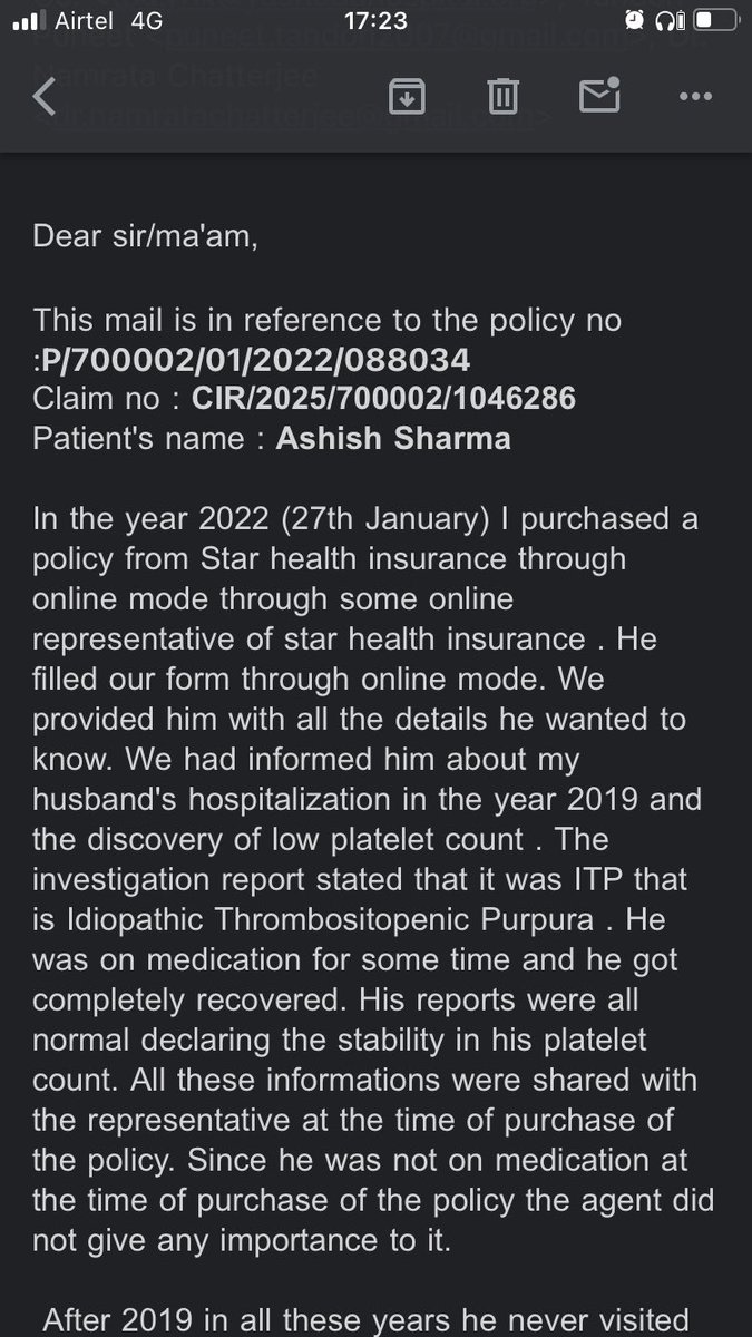 ferushka2's tweet photo. @StarHealthIns Is this how you treat your customers? 
#insurance #fraud @MoHFW_INDIA @JPNadda https://t.co/pxGh5dnixC