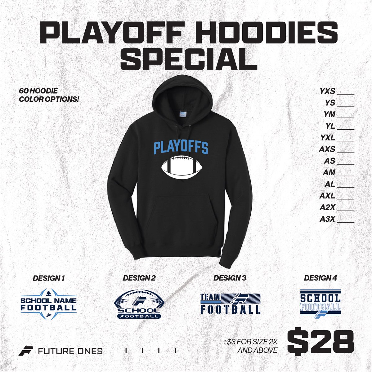future1sjerseys's tweet photo. Playoff Special! 

Great for fans, coaches, and the team. 

Hoodies $28 

Sweat shirts $20 

Email us at sales@future1s.com 

or call us at 877-583-0747 or contact your salesman. https://t.co/s16JGcuuW7