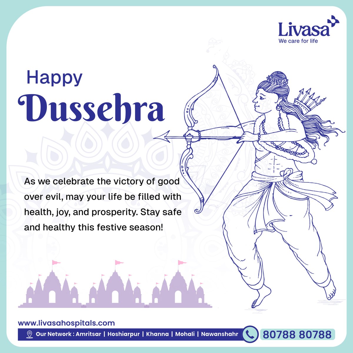 Wishing everyone a joyful #Dussehra!  As we celebrate the victory of good over evil, let’s reflect on the strength within us to overcome challenges. At #LivasaHospitals, we are committed to your health &amp; well-being. May this festive season bring joy, health &amp; prosperity!