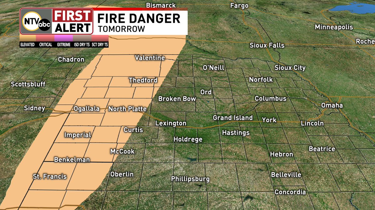 Smoke from the wildfires in the northern Rockies may linger across the region today. Fire weather will once again be a concern as we head into the weekend. A Fire Weather Watch is set to take effect tomorrow with elevated fire conditions in place.
nebraska.tv/weather