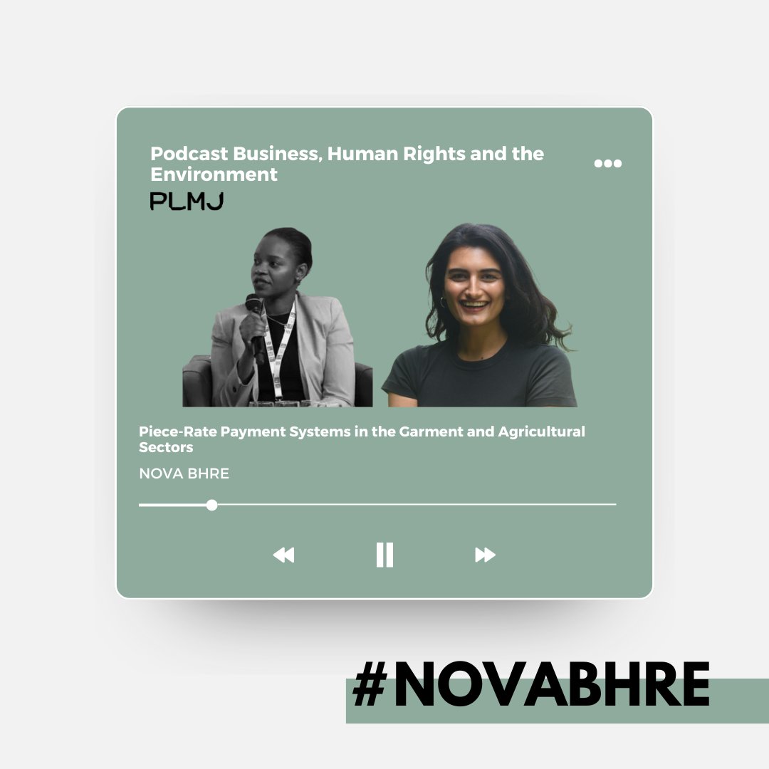 NOVA BHRE (@nova_bhre) on Twitter photo 🎙️New Podcast Episode!
<a href="/gracemcamara/">Grace Camara</a> & Pallavi Sharma (<a href="/BizHumanRights/">Business & Human Rights</a>) discuss the challenges faced by international companies in the garment and agricultural sectors due to piece rate payment systems and their link to #labourviolations.
👉 Tune in now: lnkd.in/dvSbwXr7 🎙️New Podcast Episode!
<a href="/gracemcamara/">Grace Camara</a> & Pallavi Sharma (<a href="/BizHumanRights/">Business & Human Rights</a>) discuss the challenges faced by international companies in the garment and agricultural sectors due to piece rate payment systems and their link to #labourviolations.
👉 Tune in now: lnkd.in/dvSbwXr7