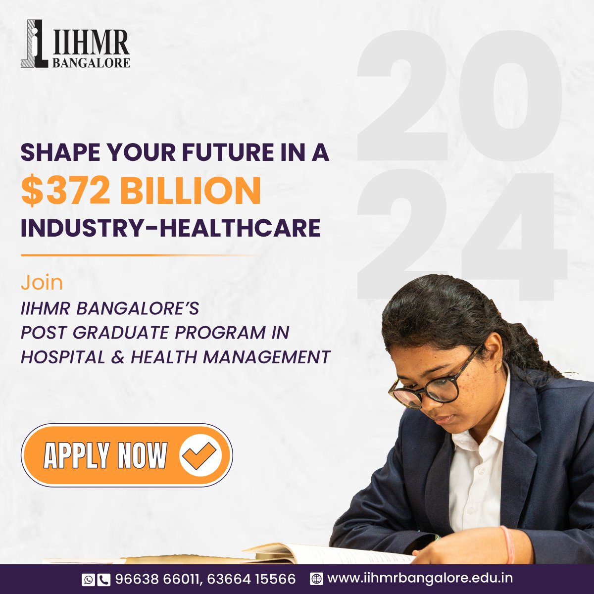 iihmrbangalore's tweet image. As India&apos;s #healthcareindustry reaches $372 billion in 2023, position yourself for success with #IIHMRBangalore&apos;s #PostGraduateProgram. Our specialized courses combine academic rigor with real-world insights, guiding you through #healthcaremanagement complexities.

#IIHMR #pgdm