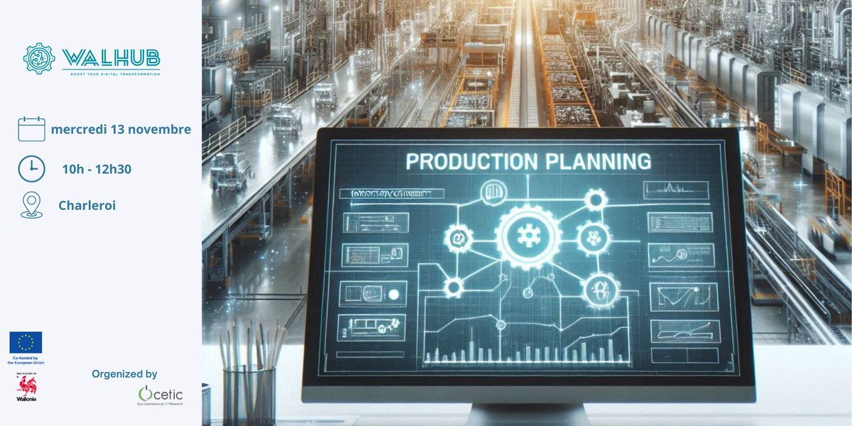 Efficacité Opérationnelle : Optimisez vos Processus de Planification
Un atelier qui s’adresse aux entreprises manufacturières souhaitant améliorer leur efficacité opérationnelle et optimiser leurs processus cetic.be/Efficacite-Ope… 
Le 13/11 au CETIC. Organisation: #WalHub