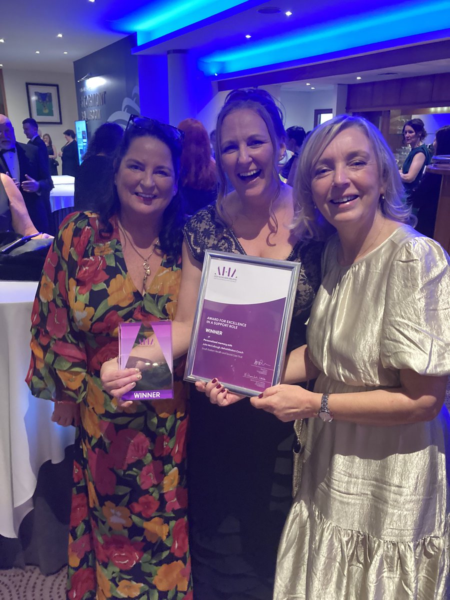 cbaisleyOT's tweet photo. Congratulations to the AHA rising stars in Occupational Therapy in SET Alix Robinson and Rebecca Johnston and the winner of the Award for Excellence in a support role Julie McCullough, Rehab coach in the Community brain injury team @dianeduffyOT @romayneO @RCOTNIreland @setrust https://t.co/QLwMlrNY7i