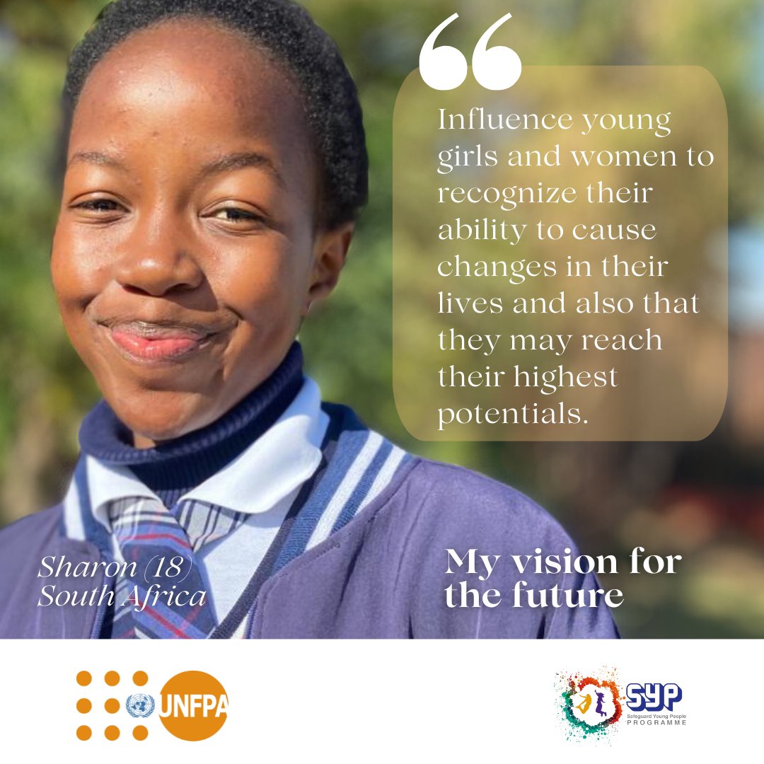 What future do girls dream of? Sharon from 🇿🇦 shares her vision this #DayOfTheGirl. Let's make it a reality! Young women are claiming their right to participate in economic, social &amp; political spaces. #InvestInGirls #FutureIsFemale #EmpowerGirls
<a href="/UNFPASA/">UNFPA South Africa</a>
<a href="/UNFPA_ESARO/">UNFPA East and Southern Africa</a>