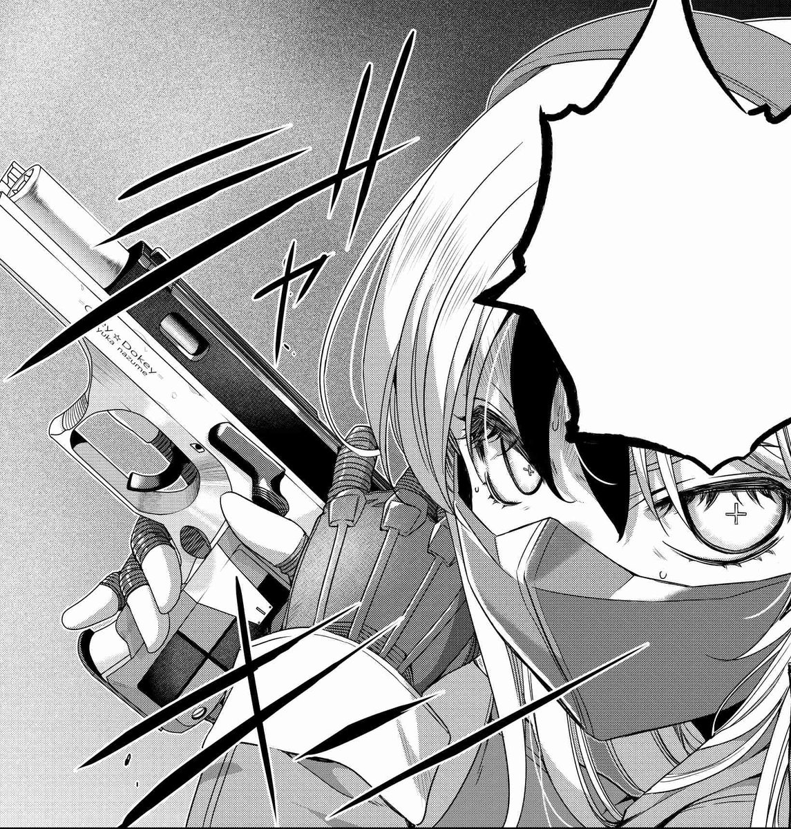 皇麻くんとまゆるさん防弾フードジャケット。アンド劇中のジェリコ941/オーキー☆ドーキー。多分雑誌だとマズル(銃口)辺りが断ち切りで見れなくなるのでここにアップ。いや、折角描いたしさ、ジャキン!
#異界撤退パラベラム