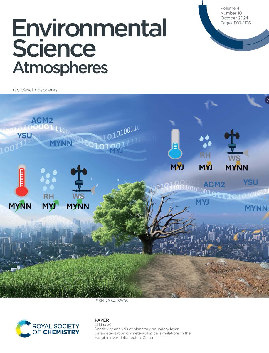 EnvSciRSC's tweet image. Explore the article behind the front cover of the latest issue of #ESATMOS where researchers evaluated the seasonal &amp;amp; diurnal variations of typical meteorological variables over the Yangtze River Delta region!

#OpenAccess ➡️ doi.org/10.1039/D4EA00…