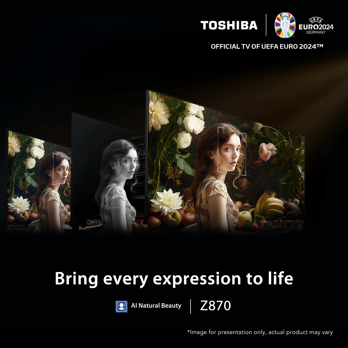ToshibaTVGlobal's tweet photo. With #ToshibaTV, facial expressions are enhanced in stunning, three-dimensional detail. Every smile, every glance—rendered beautifully and realistically, like a masterpiece. Experience the artistry in every scene. What's your favorite movie moment? #BeRealCraftsmanship https://t.co/qyYdeaQ20c