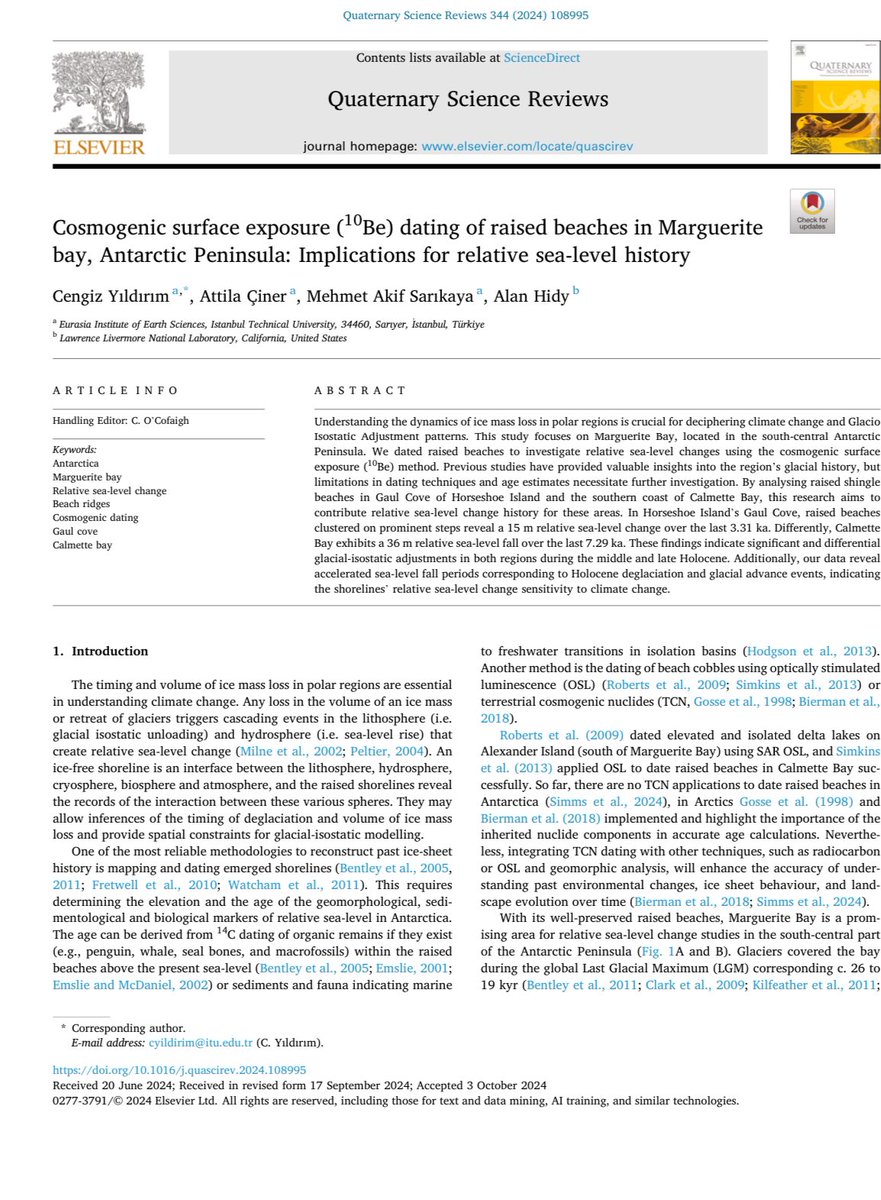 Our latest paper about the Holocene Relative Sea Level Change History on the Antarctic Peninsula. Free to download till Nov 28, kwnsfk27.r.eu-west-1.awstrack.me/L0/https:%2F%2…