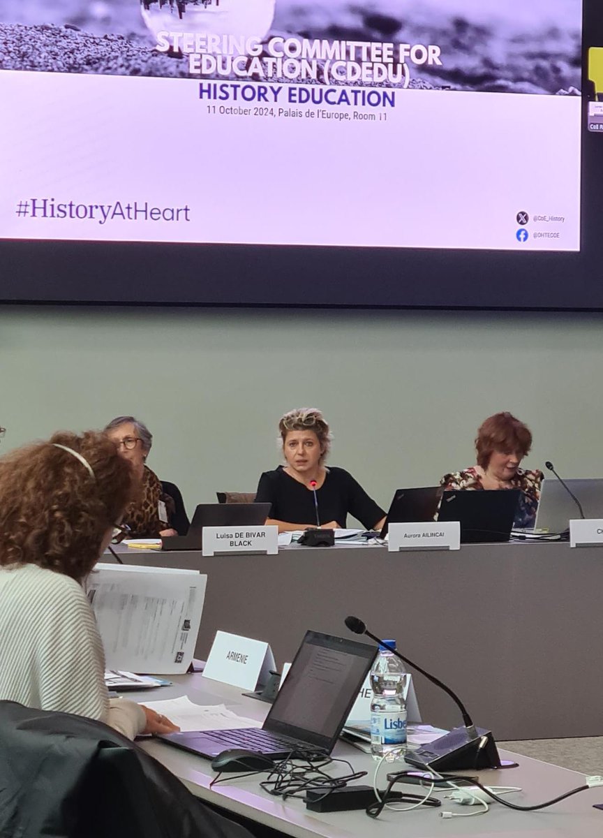 CoE_History's tweet photo. Ongoing session on #history #education @CoE_Education #CDEDU with the aim for member states to reflect on:
➡️history teaching in their countries
➡️cooperation as a means to improve hist. ed. at all levels
➡️a new @coe recommendation on hist. ed.
#LearnersFirst
#HistoryAtHeart https://t.co/qn0LEulmyj