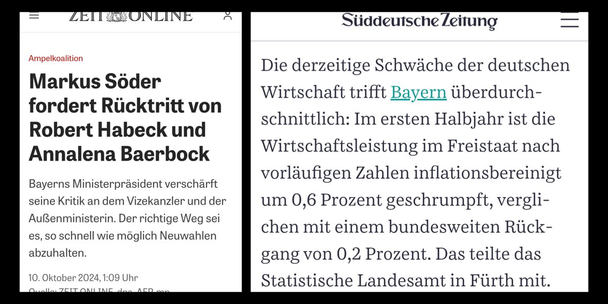 Laserbrille 💚 (@laserbrille) on Twitter photo Hey <a href="/Markus_Soeder/">Markus Söder</a>
Du forderst Robert Habeck zum Rücktritt auf, weil die deutsche Wirtschaft 0,2% sinkt.
Dann müssten der Söder & der Aiwanger ja gleich 3x zurücktreten - die bayerische Wirtschaft sinkt nämlich um 0,6%
#SoederRücktritt Hey <a href="/Markus_Soeder/">Markus Söder</a>
Du forderst Robert Habeck zum Rücktritt auf, weil die deutsche Wirtschaft 0,2% sinkt.
Dann müssten der Söder & der Aiwanger ja gleich 3x zurücktreten - die bayerische Wirtschaft sinkt nämlich um 0,6%
#SoederRücktritt