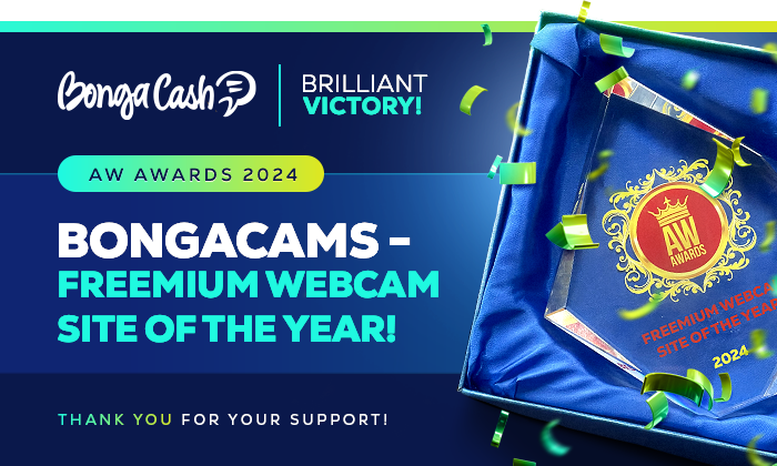 VICTORY at AW Awards 2024! 🎉 BongaCams – Freemium Webcam Site of the Year! 🏆

BongaCams has once again been recognized as the best! ✨

At the AW Awards 2024, BongaCams claimed victory in the "Freemium Webcam Site of the Year" category!

Thank you for your support! 🙌