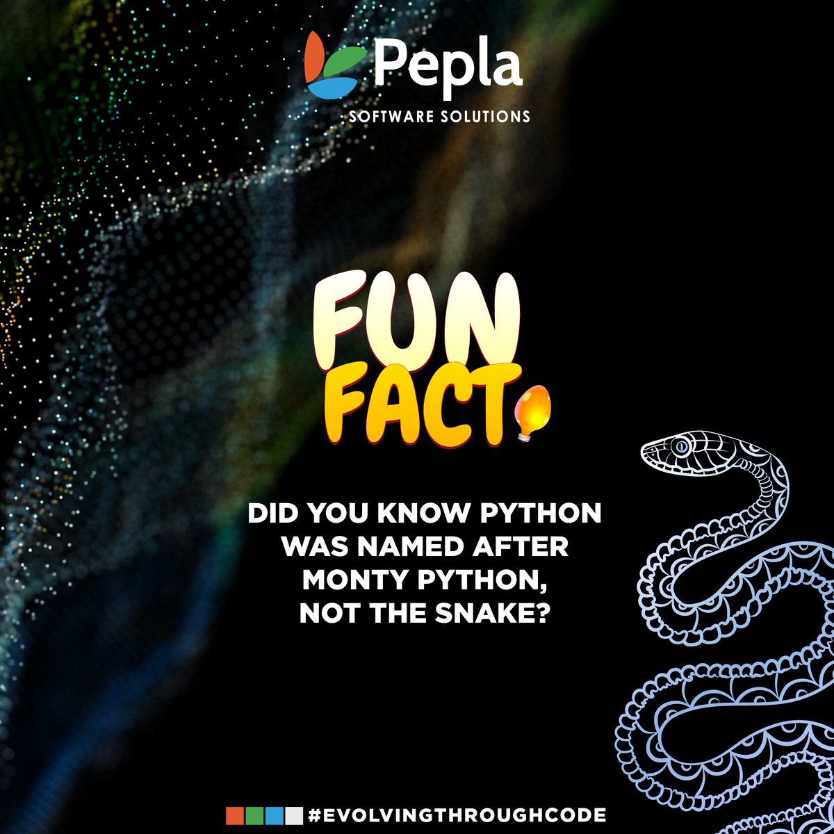PeplaInfo's tweet image. Fun Fact Friday: Did you know Python was named after Monty Python, not the snake? Share your favourite fun tech fact in the comments! Let’s keep the fun and learning going!
#PeplaSoftwareSolutions
#EvolvingThroughCode
#FunFactFriday
#CodingLife