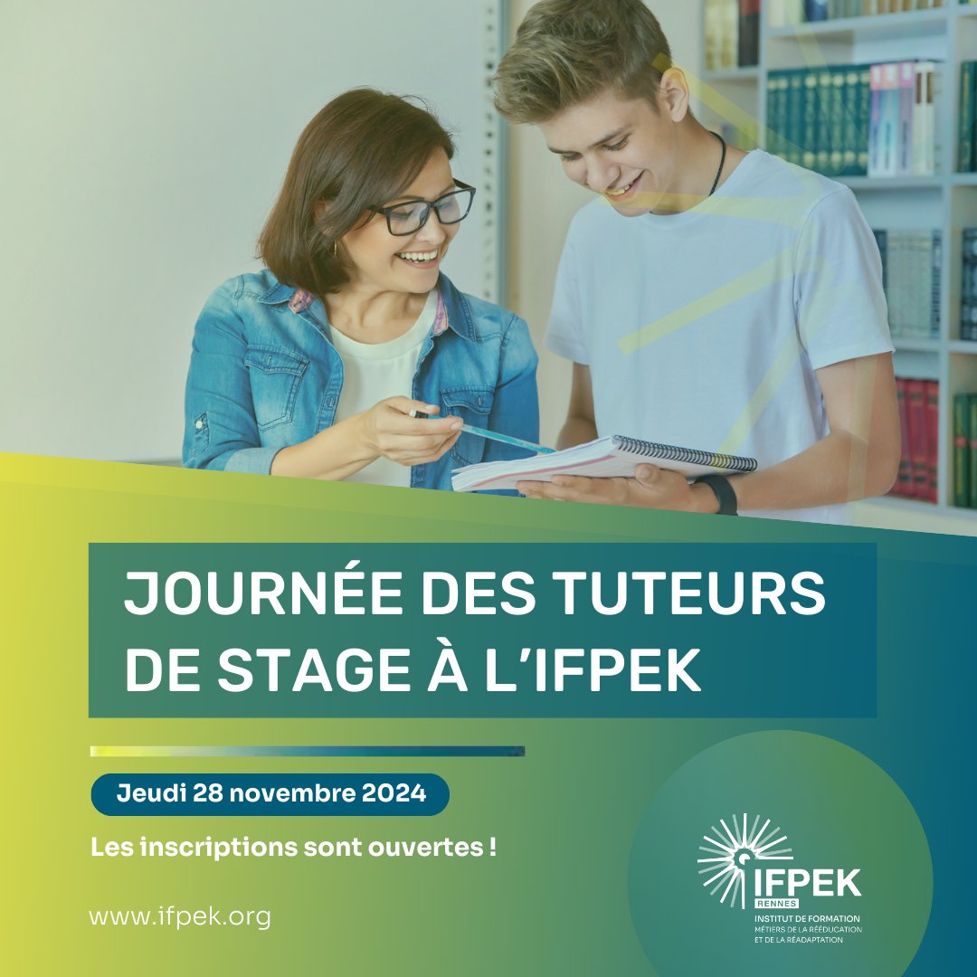 JOURNÉE DES TUTEURS DE STAGES À l'IFPEK !
JEUDI 28 NOVEMBRE 2024, de 8h45 à 17h00

->Vous êtes 𝗰𝗮𝗱𝗿𝗲𝘀 𝗱𝗲 𝘀𝗮𝗻𝘁𝗲́ 𝗼𝘂 𝗺𝗮𝘀𝘀𝗲𝘂𝗿-𝗸𝗶𝗻𝗲́𝘀𝗶𝘁𝗵𝗲́𝗿𝗮𝗽𝗲𝘂𝘁𝗲 : lnkd.in/eXaJ5UW4

->Vous êtes 𝗲𝗿𝗴𝗼𝘁𝗵𝗲́𝗿𝗮𝗽𝗲𝘂𝘁𝗲𝘀 : lnkd.in/efSeq_bd