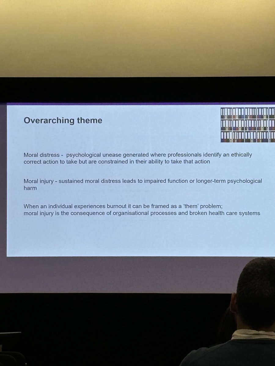 #Physio24 interesting slide on burnout in Physiotherapy being a moral based experience of distress and injury ⁦<a href="/GCUPhysio/">GCUPhysio</a>⁩