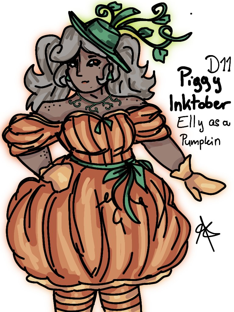 Emiranessa's tweet photo. #PiggyInktober2024 Day11: Elly as a Pumpkin. I tried to make her dress look like a pumpkin cuz I thought it would be more interesting than just putting her in a pumpkin costume... #Inktober #piggyroblox https://t.co/CjreYzS6GC