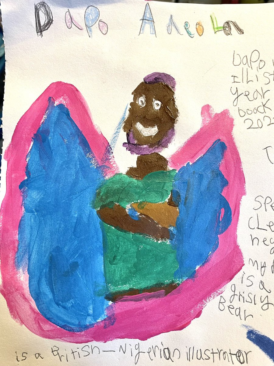 Hi @DapsDraws bit random but thought you might like to see this painting my daughter did of you for homework. They were asked to make a poster of a famous person and she chose you! Apparently she gave you purple hair because that’s cool. 😎 Love your work, keep being awesome.