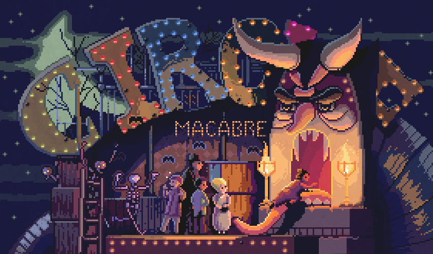 Have a macabre weekend!🤡💀#pixelart #spooktober