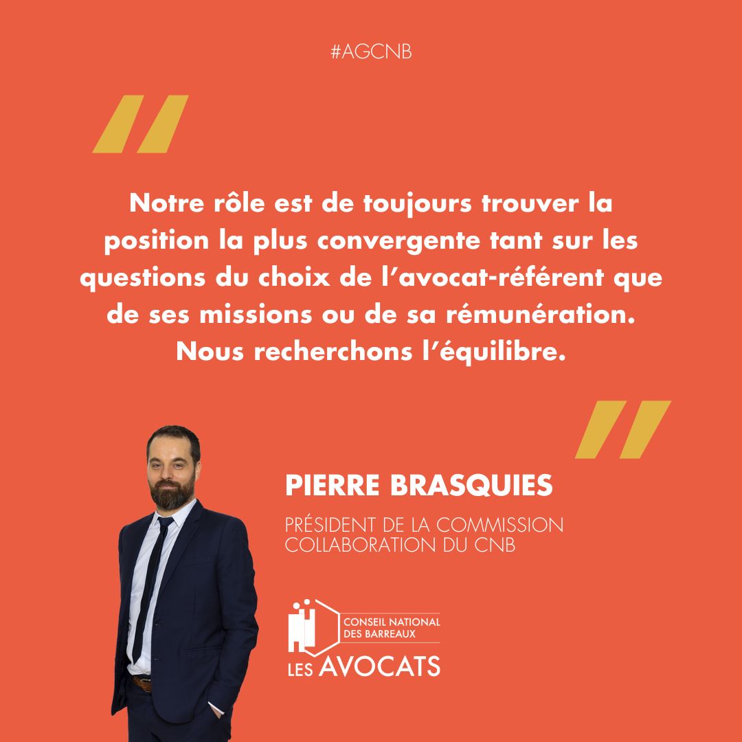 [#AGCNB] Après avoir consulté les Ordres, l’#AGCNB, sur présentation de <a href="/PBrasquies/">Pierre BRASQUIES</a>, <a href="/Rolan_Rodriguez/">Roland Rodriguez</a> et Paule Aboudaram, vote favorablement pour un projet de charte de l’avocat-référent et pour l'ajout dans le R.I.N d'un titre 7ème intitulé « Accompagnement de l'avocat au cours