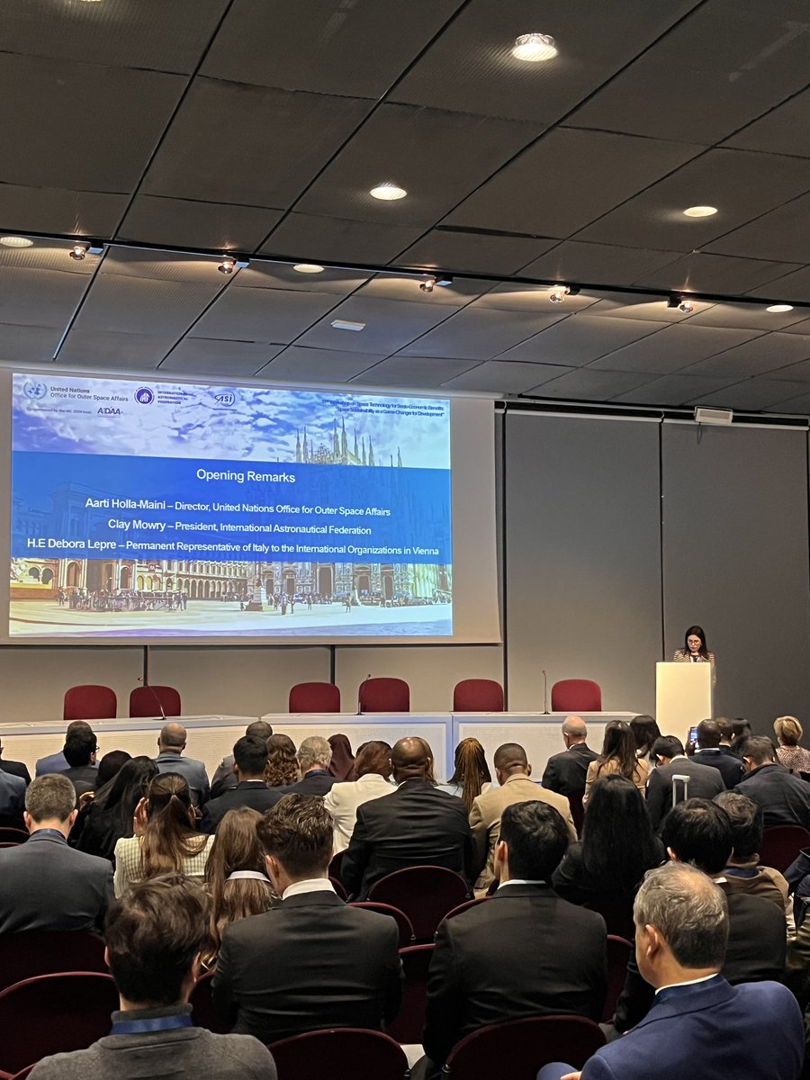 IAF (@iafastro) on Twitter photo The 31st UN/IAF Workshop on Space Technology for Socio-Economic Benefits #IAC2024
H.E Debora Lepre <a href="/ItalyUN_Vienna/">Italy UN Vienna</a> “Space itself is not a limited resource and it is our responsibility to ensure it sustains for future generations” The 31st UN/IAF Workshop on Space Technology for Socio-Economic Benefits #IAC2024
H.E Debora Lepre <a href="/ItalyUN_Vienna/">Italy UN Vienna</a> “Space itself is not a limited resource and it is our responsibility to ensure it sustains for future generations”