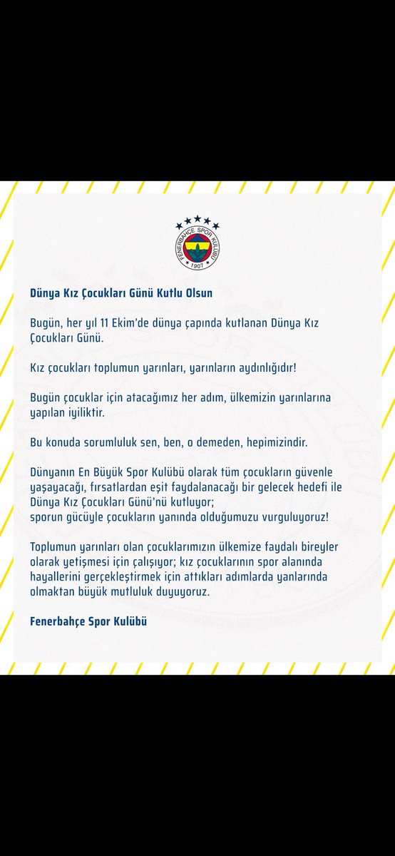 #11EkimDünyaKızÇocuklarıGünü
Kutlu olsun