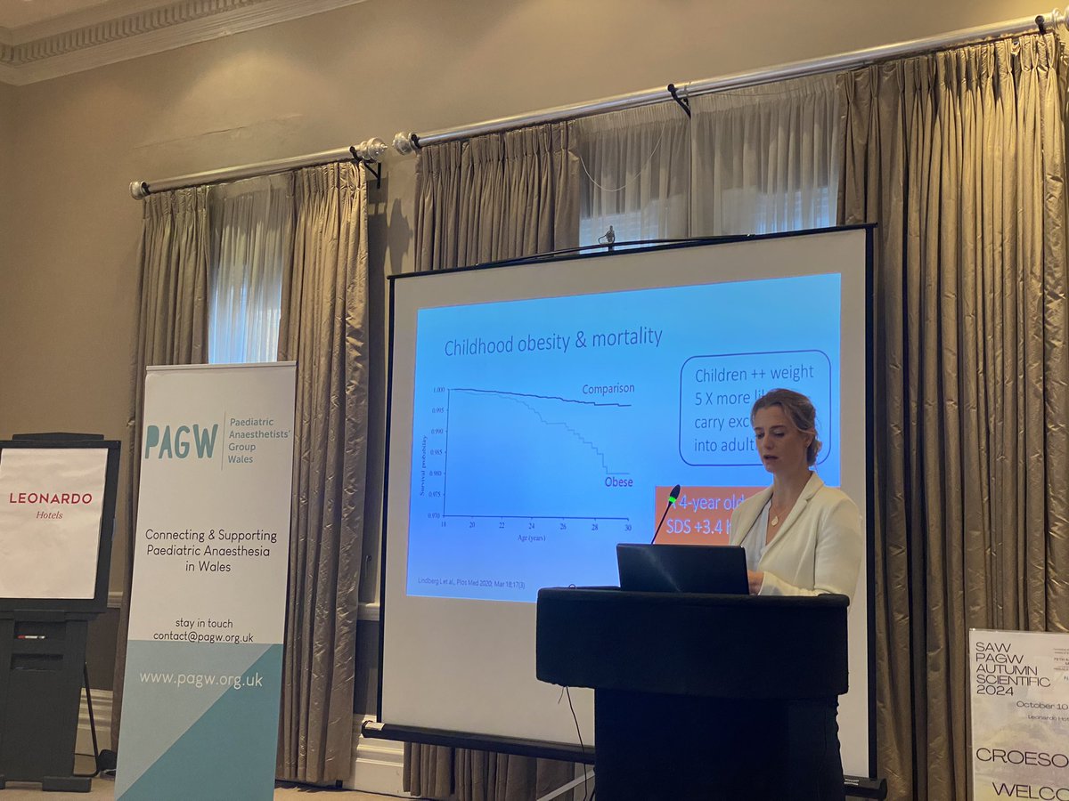 <a href="/drzoeburton/">Zoe Burton</a> kicking off the pagw.org.uk Paediatric Anaesthetists Group Wales #PAGW annual meeting this morning in a ☀️ #cardiff 
Some hard to digest stats on weight management in children. #pedsanes #anaesthesia #paediatricanaesthesia 
<a href="/APAGBI/">APAGBI</a>