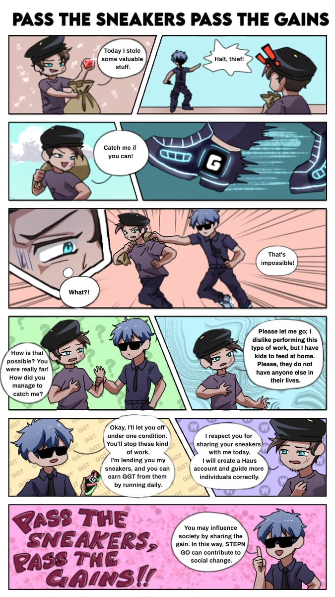 Week 4 comic topic: Pass the Sneakers, Pass the Gains! Please read the Script carefully , I hope you gonna love it guys  #STEPNGO #Haus <a href="/Stepnofficial/">STEPN GO</a> 😍🥰