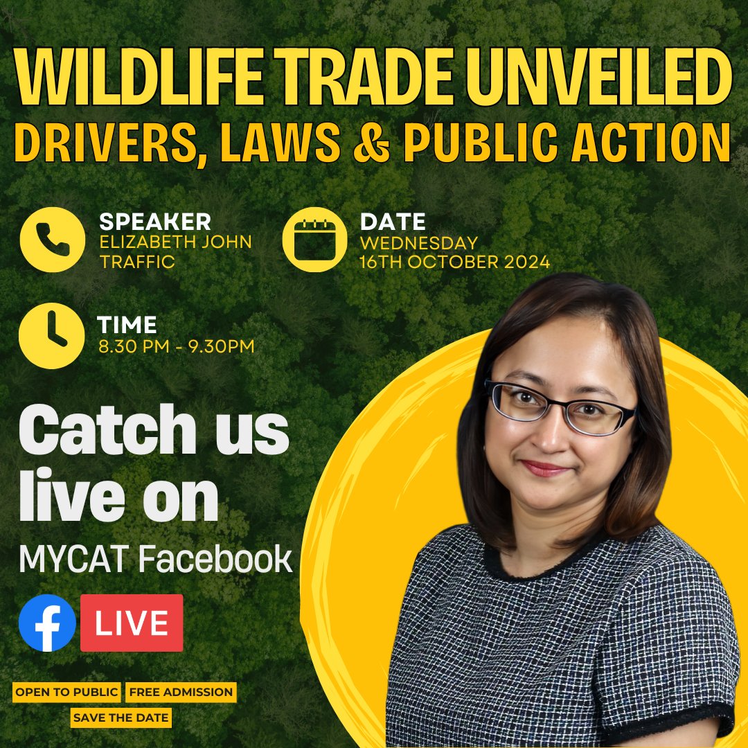 Mark your calendars NEXT WEEK!! and get ready to join us on Facebook for these insightful discussions! We’ll be streaming all our CAT Talks live. Together, we can help create a future where Malaysia’s wildlife and ecosystems continue to thrive. 
Link: facebook.com/themalayantige…
