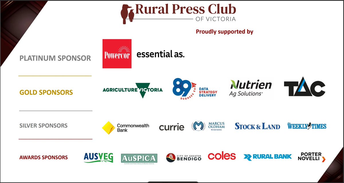 The 2024 Rural and Regional Journalism and Photography Awards are now underway at the Bendigo Town Hall. Thanks to all our generous sponsors for their support of the club and the #RPCVAwards