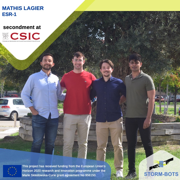 Mathis (ESR1 from @TUeindhoven) is currently seconded to <a href="/CSIC/">CSIC</a> at the <a href="/INMAdivulga/">INMAdivulga</a>, where he is learning about the use of 4D printing techniques for LCEs. In the photo, he is joined by the ESRs in Zaragoza: Erick, Paolo and Rahul. All the best for your secondment, Mathis! #h2020