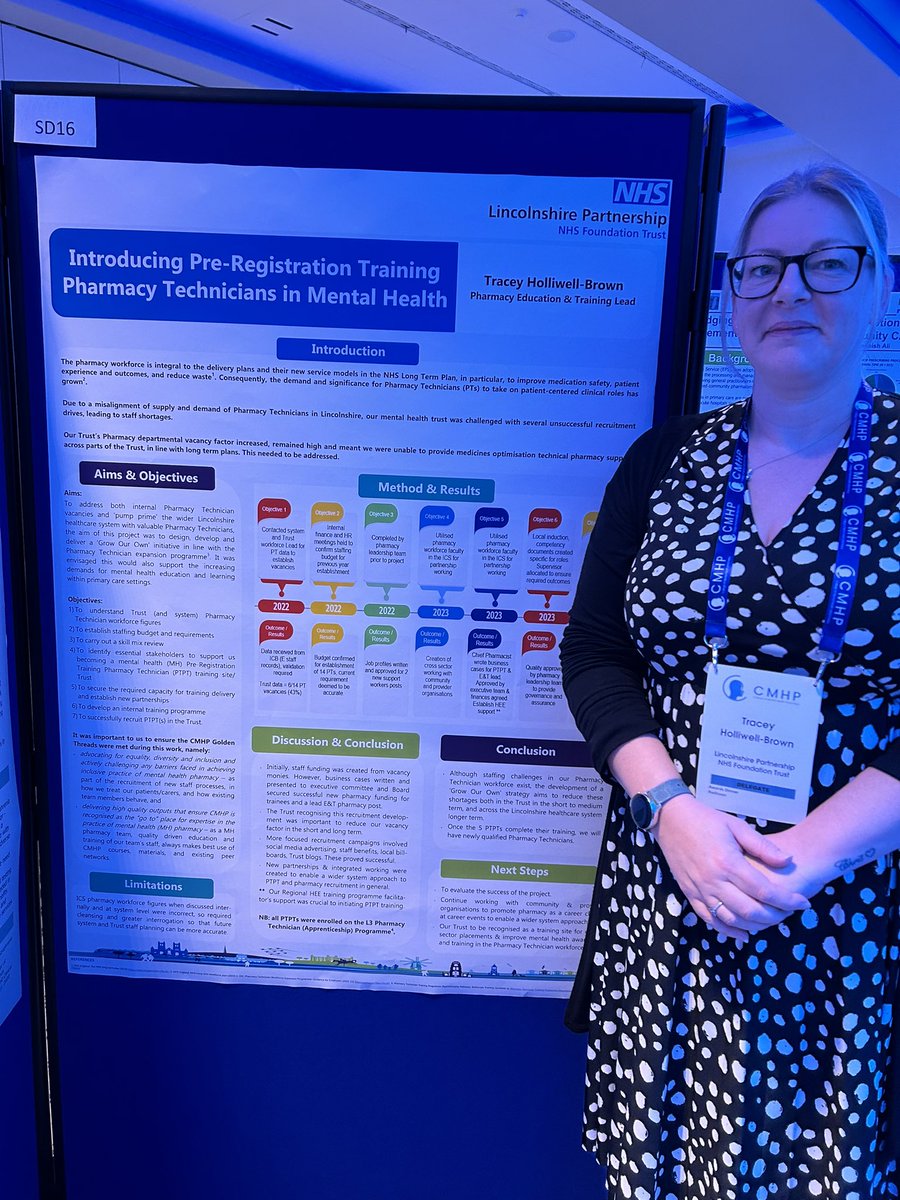Team pharmacy <a href="/LPFTNHS/">Lincolnshire Partnership NHS Foundation Trust</a>  doing us proud and presenting 3 posters at #CMHP24 <a href="/CMHPCommunity/">CMHP</a> conference on research, QI and service development categories. 
Some amazing work done this year.