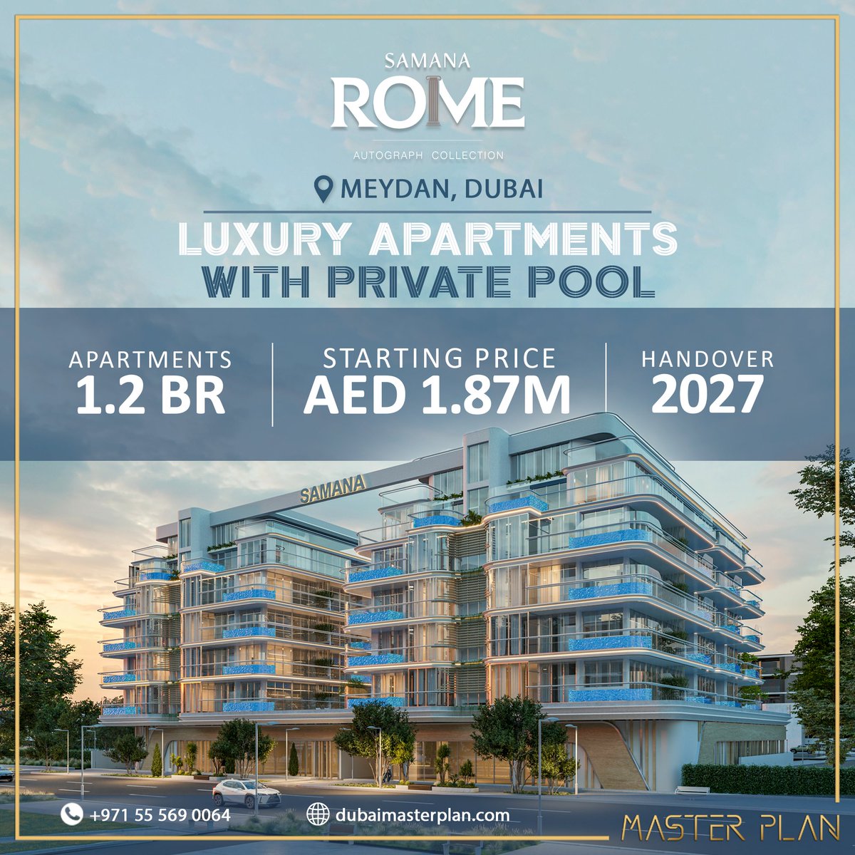 MasterPlanDubai's tweet image. ✨ Experience Unmatched Elegance at Samana Rome ✨

Starting from: AED 1.87M
Flexible Payment Plans
Handover: 2027
Location: Meydan, Dubai

For more information, please get in touch with us:

📞 +971 55 569 0064
dubaimasterplan.com

#samanarome #samanadevelopers