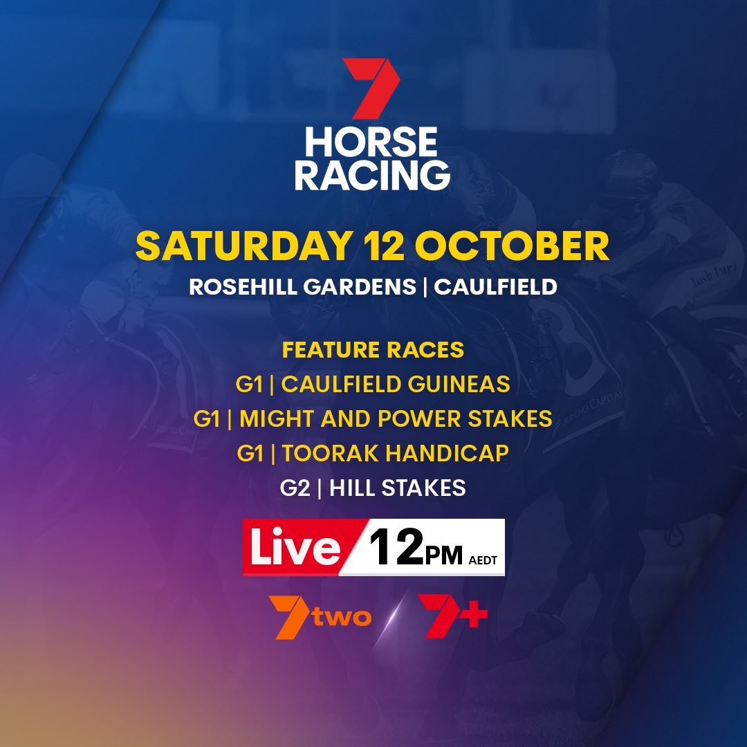 7HorseRacing ๐ (@7horseracing) on Twitter photo Bring on Caulfield Guineas Day + $2 million Hill Stakes! ๐
Join us from 12pm AEDT on 7TWO or <a href="/7plus/">7plus</a>. ๐บ
<a href="/JaseRicho/">Jason Richardson</a> <a href="/katelynmallyon/">Katie McDonald</a> <a href="/LizzieJelfs/">Lizzie Jelfs</a> <a href="/Kathy_ohara/">Kathy O'Hara</a> Bring on Caulfield Guineas Day + $2 million Hill Stakes! ๐
Join us from 12pm AEDT on 7TWO or <a href="/7plus/">7plus</a>. ๐บ
<a href="/JaseRicho/">Jason Richardson</a> <a href="/katelynmallyon/">Katie McDonald</a> <a href="/LizzieJelfs/">Lizzie Jelfs</a> <a href="/Kathy_ohara/">Kathy O'Hara</a>