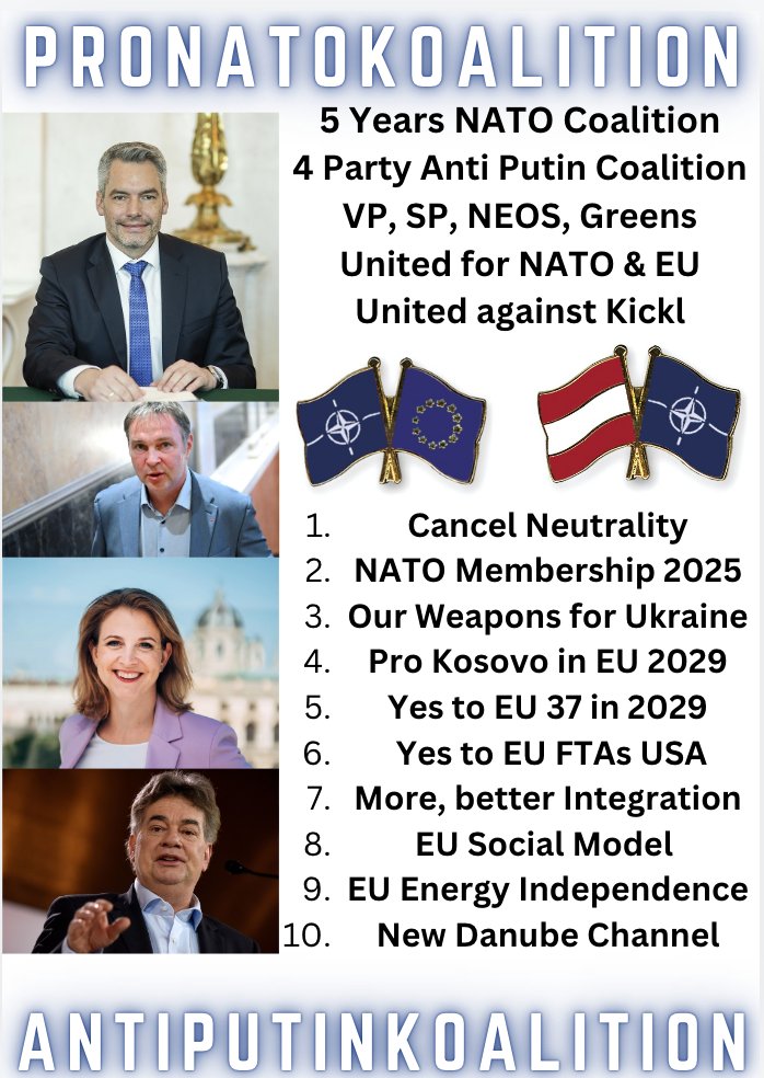 GunterFehlinger's tweet photo. @KappacherS @HCStrache1 Wir brauchen grosse #ProNATO Koalition aller Demokraten
@karlnehammer
@WKogler
@BMeinl
@AndiBabler meintewegen auch @rudifussi das kann @BgmLudwig entscheiden.
Hauptsache @NATO https://t.co/b0iBEX8pkx