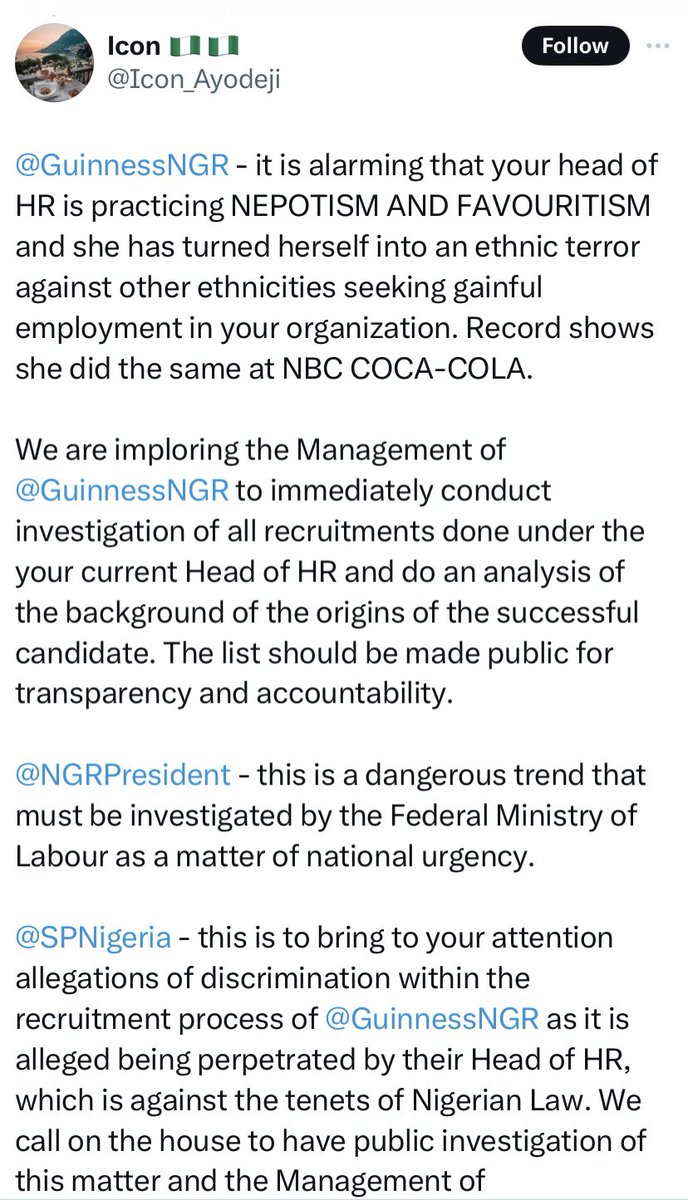 greytruthmedia's tweet photo. yoruba are gullible!
They can’t face competition without crying!
And finally, they see everyone better than them as Igbo…

The Guinness Ngr HR Director is a yoruba lady, but given her neat appearance and how yorubas don’t make it past the interviews; they are accusing her of being Igbo, and working against their interests.