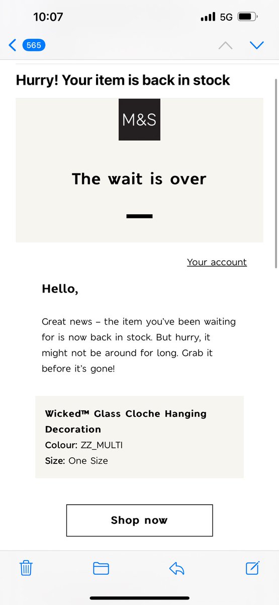alleadyj's tweet photo. @marksandspencer just had an email to say an item was back in stock, went on the site 3 minutes later and saying no longer available. Please can you check? https://t.co/jAEQx8zvOt